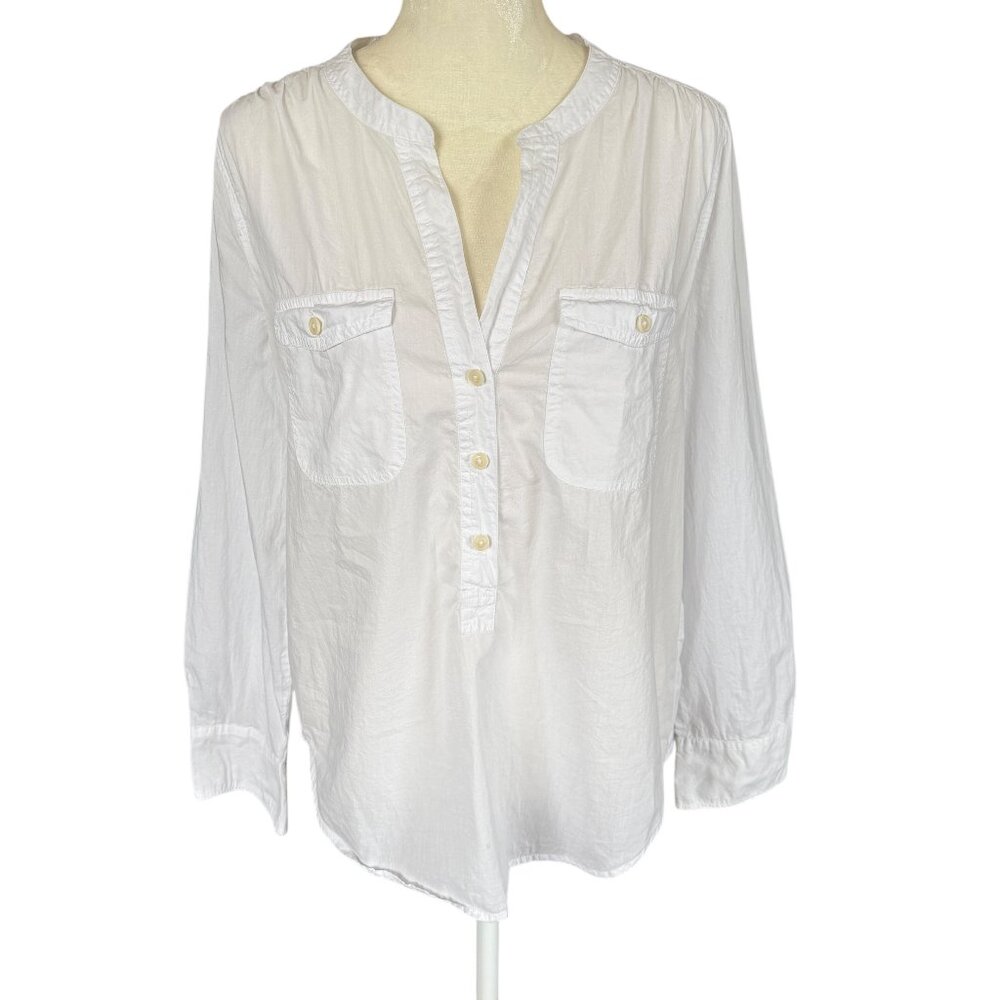 J. Crew white long sleeve v-neck blouse women's size small